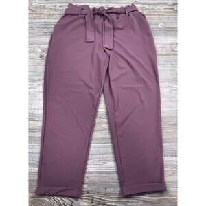 Maurices Paperbag High Rise Tie Waist Tapered Crepe Pants Size L Officecore Chic